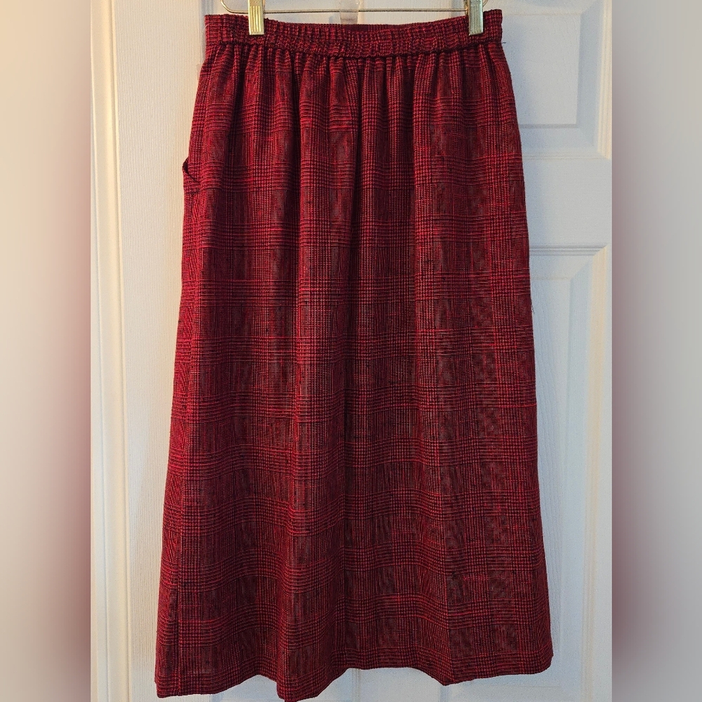 Vintage Olivia Red Plaid Midi Pencil Skirt NWT - Picture 3 of 8